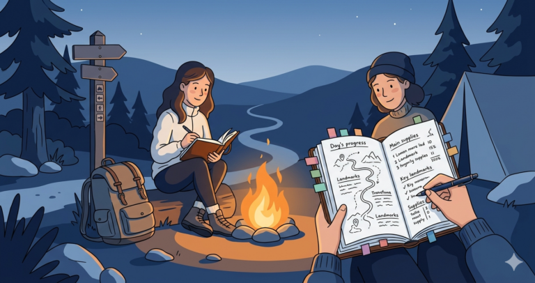 A woman DBA reviewing a glowing constellation map of connected session nodes, each node containing miniature document icons, symbolizing checkpoint-based memory across AI assistant sessions